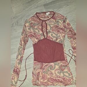 Sweet Pea Paisley Long Sleeve Top in Rose and Cream